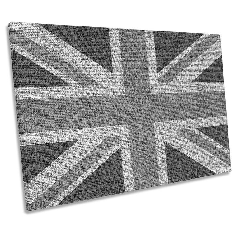 Williston Grey Union Jack Flag Wrapped Canvas Graphic Art